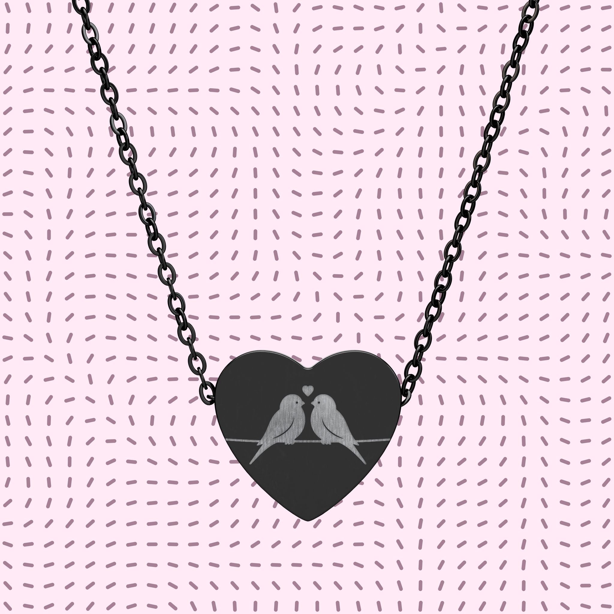 Engraved Love Bird Heart Necklace
