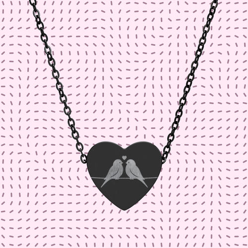 Engraved Love Bird Heart Necklace