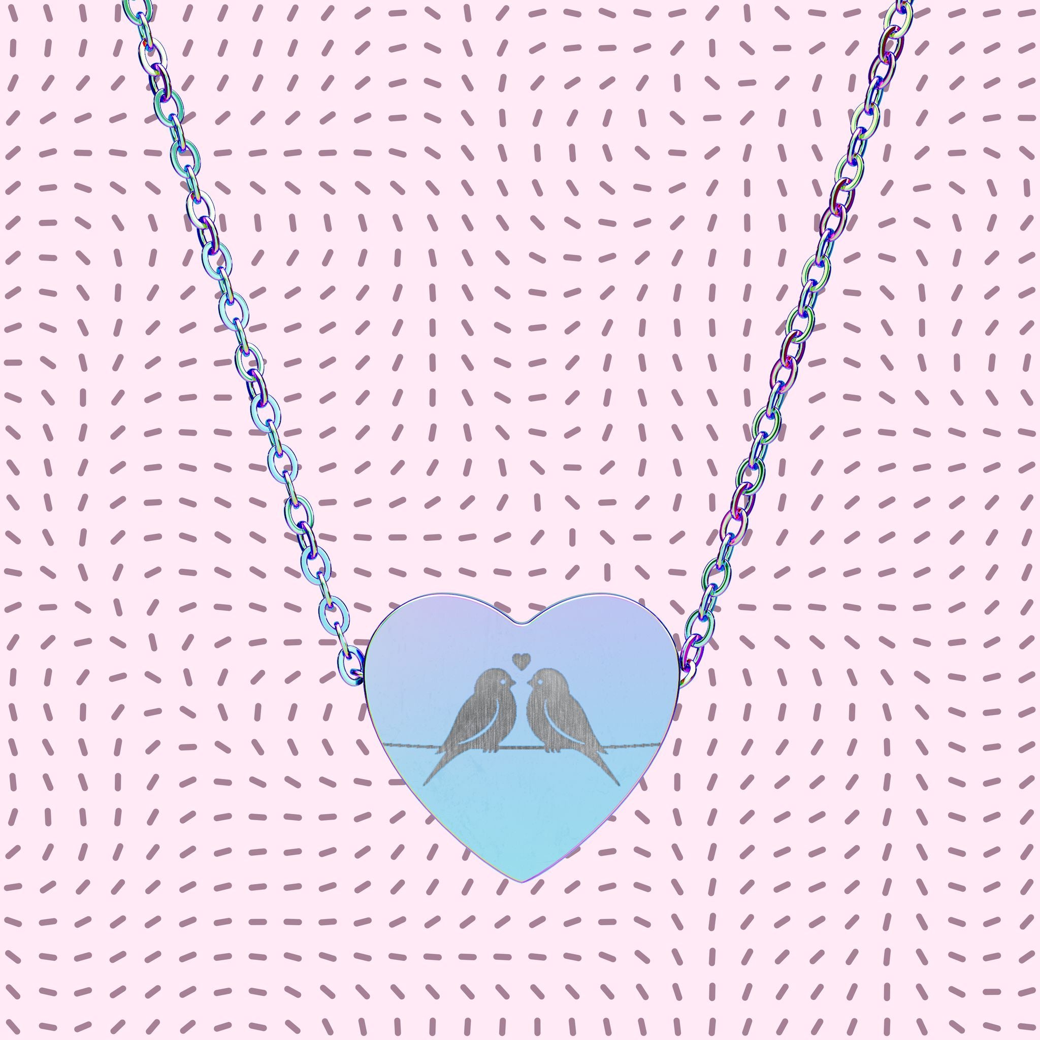 Engraved Love Bird Heart Necklace