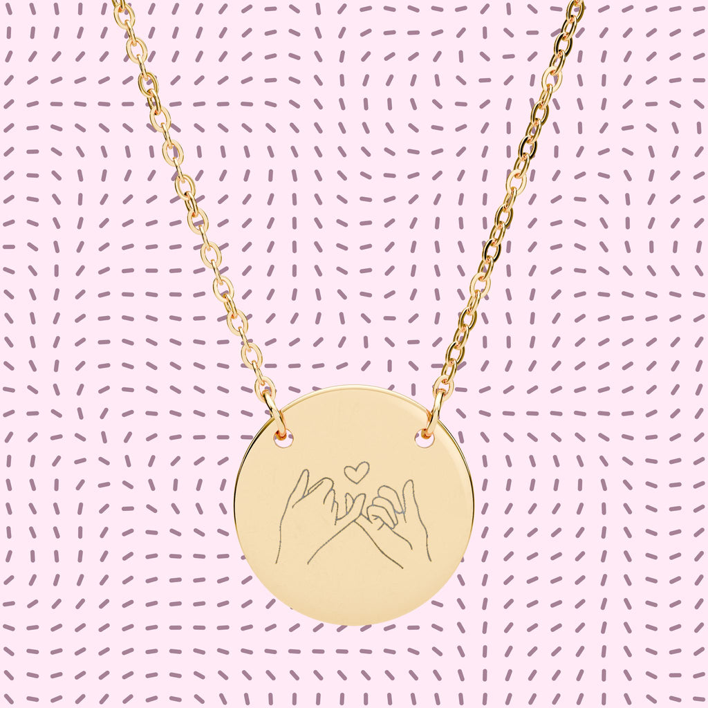 Pinky Promise Engraved Circle Necklace